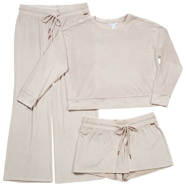 Womens Danskin Ribbed Velour 3Pk Pajama Set