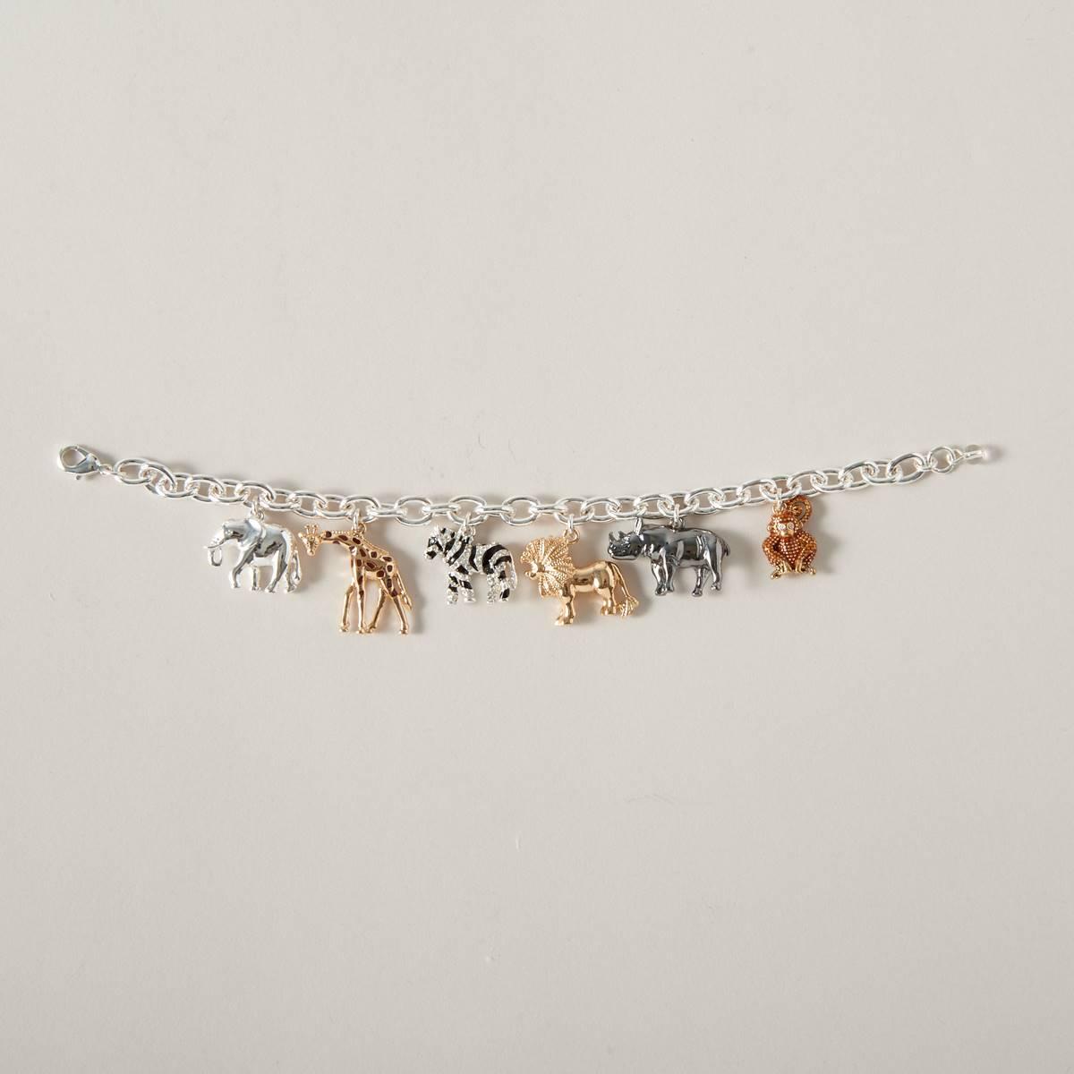 Napier Silver-Tone & Multi Safari Charm Bracelet