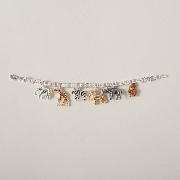 Napier Silver-Tone & Multi Safari Charm Bracelet - image 