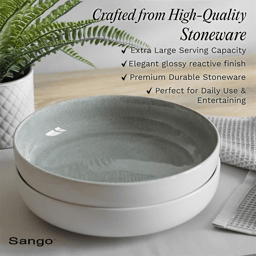 Sango Resona Moss/Cream Large Ceramic Serving Bowl - Set of 2