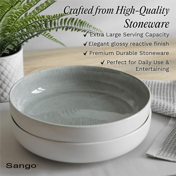 Sango Resona Moss/Cream Large Ceramic Serving Bowl - Set of 2