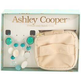 Ashley Cooper&#40;tm&#41; Bead Crystal Silver & Turquoise Jewelry Pouch Set
