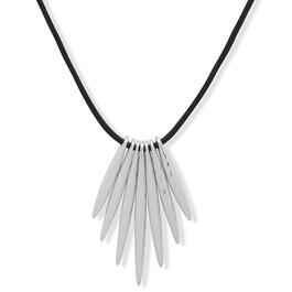 Chaps Silver-Tone & Leather Stick Pendant Necklace