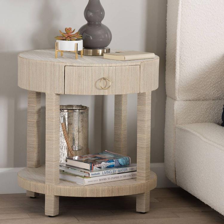 bali & pari Sadia Bohemian Woven Natural Grasscloth Nightstand