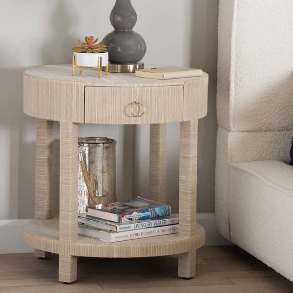 bali & pari Sadia Bohemian Woven Natural Grasscloth Nightstand