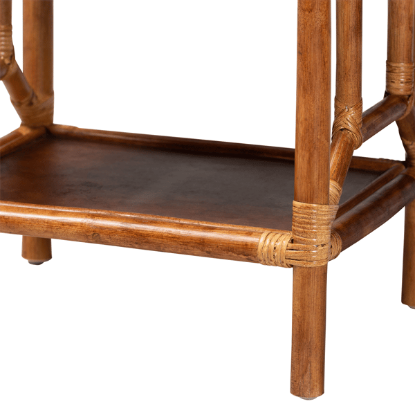 bali & pari Basile Marbled Tortoise Natural Rattan Display Shelf