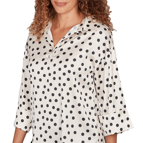 Womens Emaline Dusted Petals 3/4 Wide Sleeve Dot Blouse