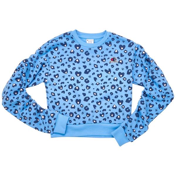 Girls (7-16) Champion(R) Fleece Lined Leopard Crew Sweatshirt - image 