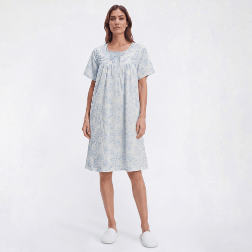 Womens Elegant Dreams Short Sleeve Cotton Floral Nightgown