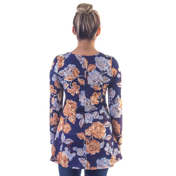 Womens 24/7 Comfort Apparel Floral Long Sleeve Tunic