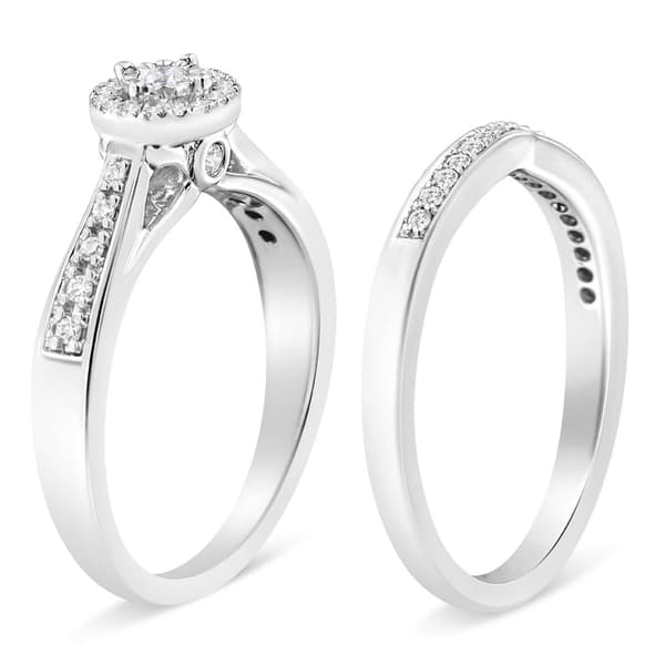 Haus of Brilliance Sterling Silver 1/3ctw. Diamond Bridal Set