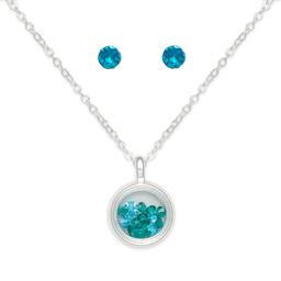 December Birthstone Shaker Necklace & Earrings Set