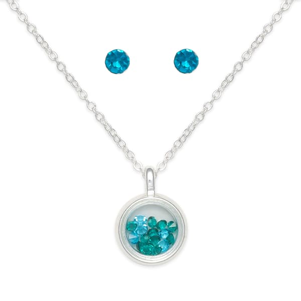December Birthstone Shaker Necklace & Earrings Set - image 