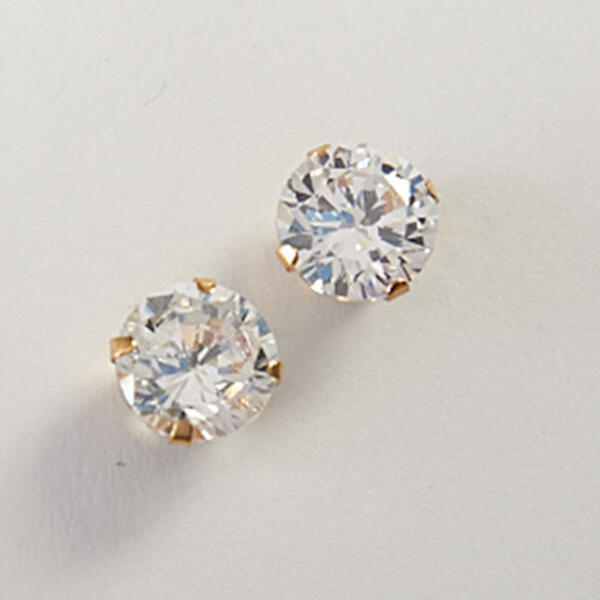 10kt. Yellow Gold Round Cubic Zirconia Earrings - image 