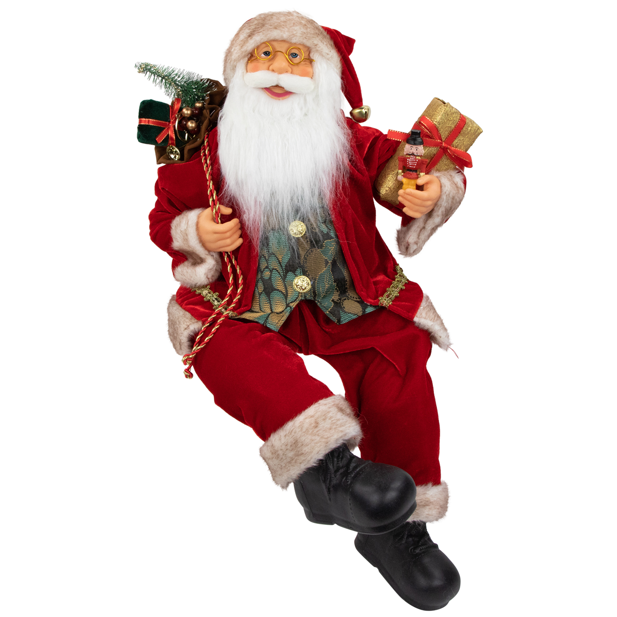 Northlight Sitting Santa Claus with Presents Christmas Figure