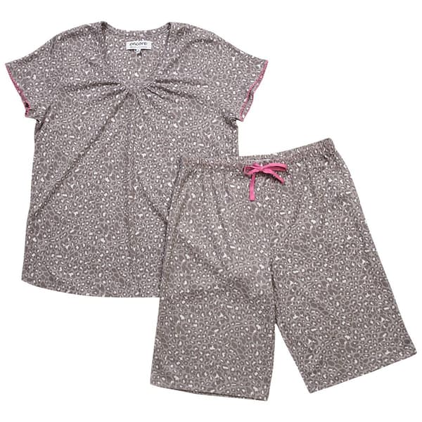 Womens Karen Neuburger Short Sleeve Leopard Pajama Set - image 