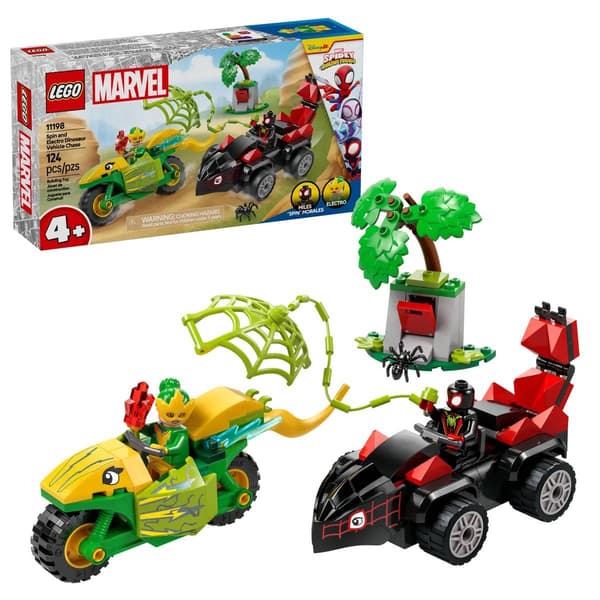 LEGO&#40;R&#41; Marvel Spin and Electro Dinosaur Vehicle Chase Building Kit
