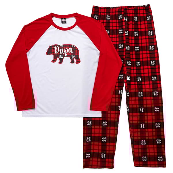 Mens PJ''s & Presents Papa Bear Long Sleeve Pajama Set - image 