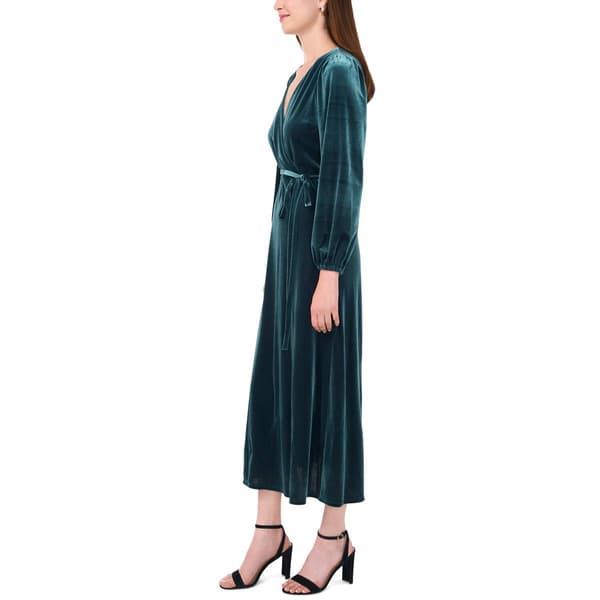Womens MSK Long Sleeve Surplice Velvet Maxi
