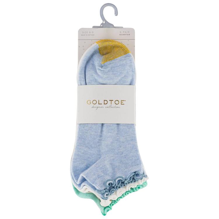 Womens Gold Toe 6Pk Lettuce Edge Qtr 21.00