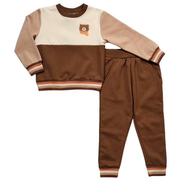 Toddler Boy bon bebe(R) 2pc. Bear Applique & Color Block Pants Set - image 