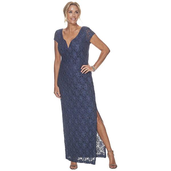 Womens Connected Apparel Short Sleeve Sequin Lace Sheath Gown - image 