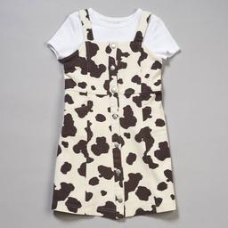 Girls (4-6x) Rare Editions Short Sleeve Tee w/ Cow Print Jumper