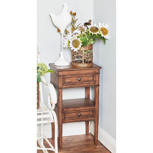 9th & Pike® Brown Pine Traditional Accent Table