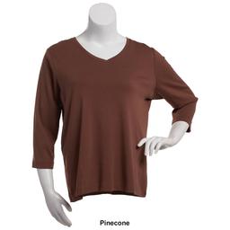 Plus Size Preswick & Moore® 3/4 Sleeve V-Neck Solid Tee