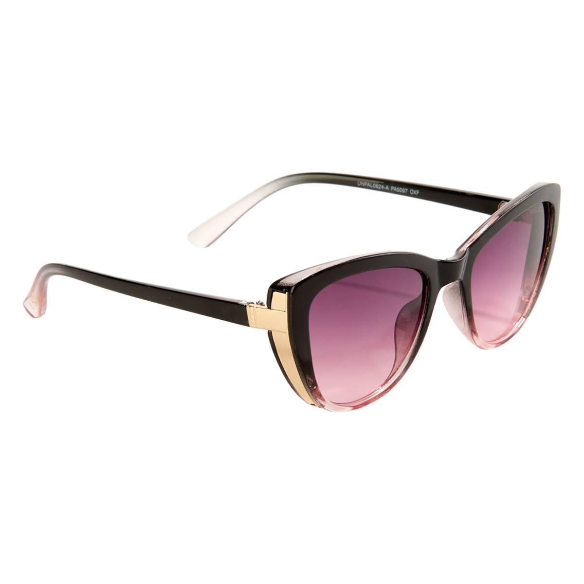 Womens USPA Plastic Cat Eye w/Metal Insets Sunglasses-Black...
