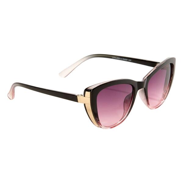 Womens USPA Plastic Cat Eye w/Metal Insets Sunglasses-Black Fade - image 