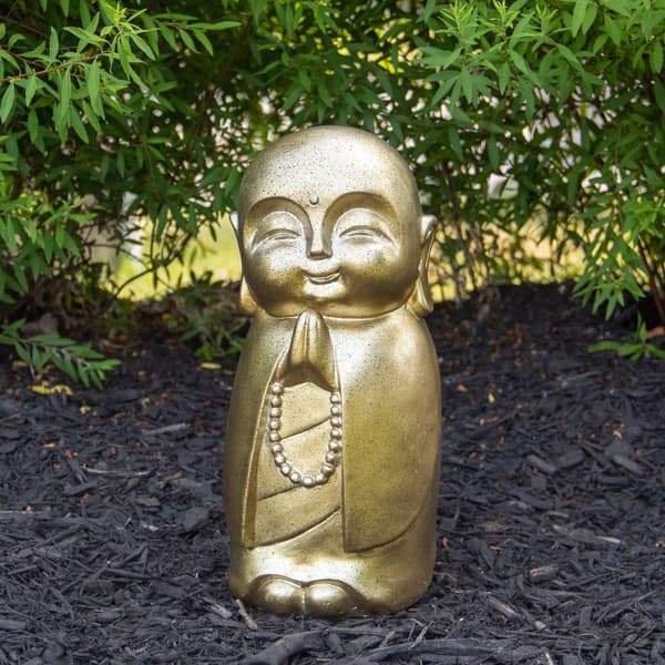 Northlight Seasonal 11.5in. Golden Buddhist Monk Garden Statue