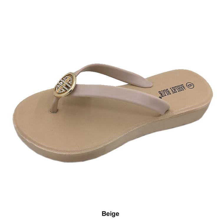 Womens Ashley Blue Glee Medallion Jelly Flip Flops