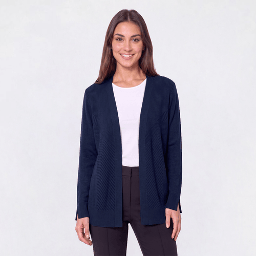 Womens 89th & Madison Long Sleeve Solid Stripe Cardigan - image 