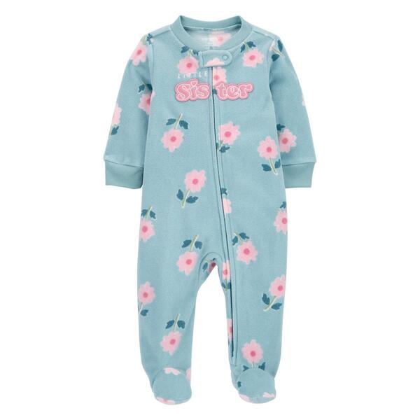 Baby Girl &#40;NB-9M&#41; Carters&#40;R&#41; Lil Sister Floral Fleece Sleeper - image 