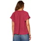 Plus Size Democracy Short Sleeve Ruffle Split Neck Woven Blouse - image 2
