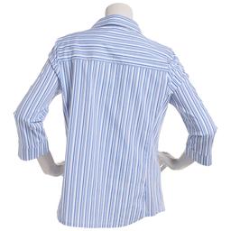 Womens Emily Daniels Knit To Fit Stripe Blouse-White/Denim