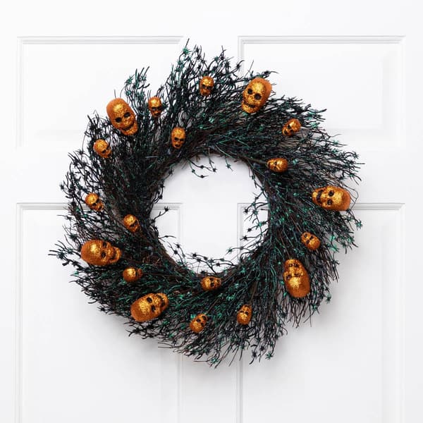 Northlight Seasonal 22in. Unlit Skulls & Spiders Halloween Wreath