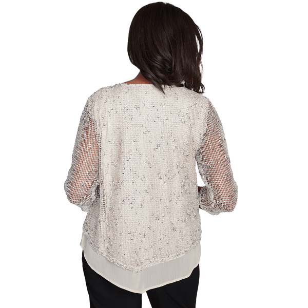 Petite Alfred Dunner Natural Instinct Popcorn Mesh Blouse