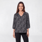 Petite Architect(R) 3/4 Sleeve Ruffle Neck Floral Blouse - image 1
