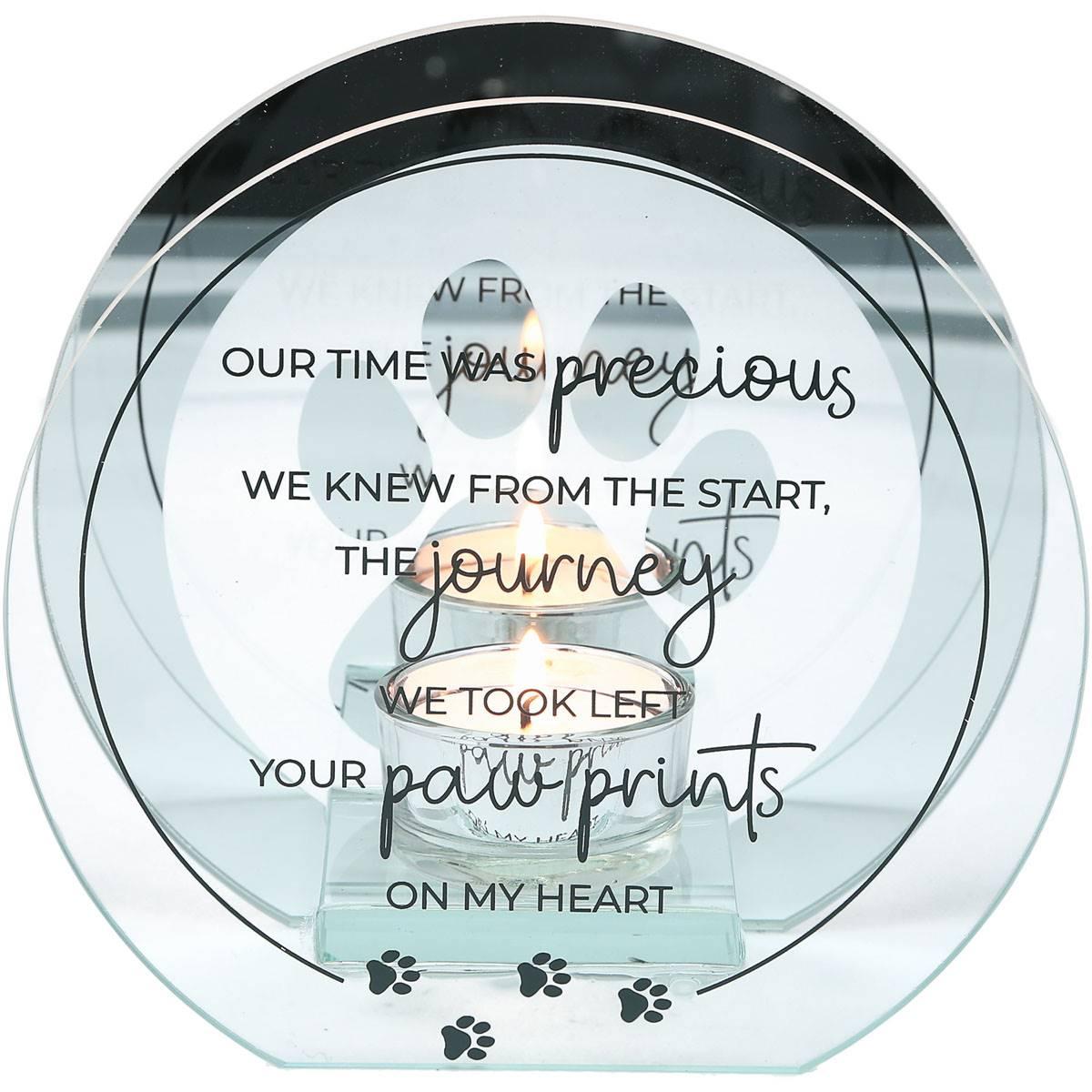 Pavilion Furever Pawsome 6in. Memorial Glass Candle Holder