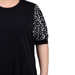 Plus Size NY Collection Short Sleeve Dobby Dots Blouse