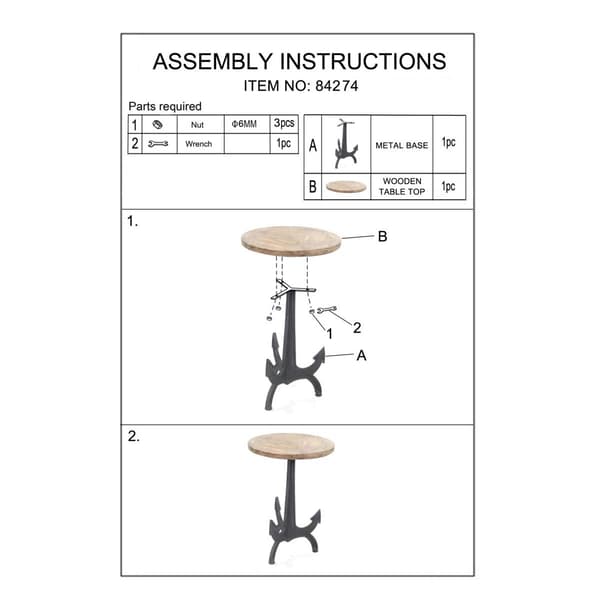 9th & Pike® Black Metal and Wood Coastal Accent Table