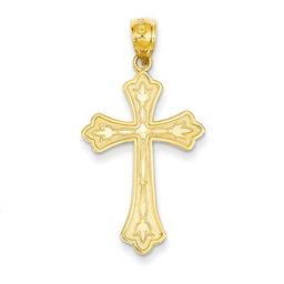 Unisex Gold Classics(tm) 14kt. Yellow Gold Diamond Cut Cross Pendant