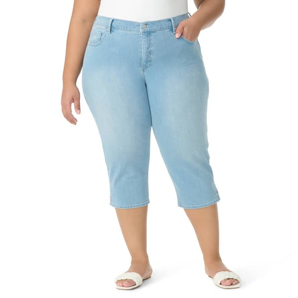 Plus Size Gloria Vanderbilt Amanda Split Hem Denim Capris - image 