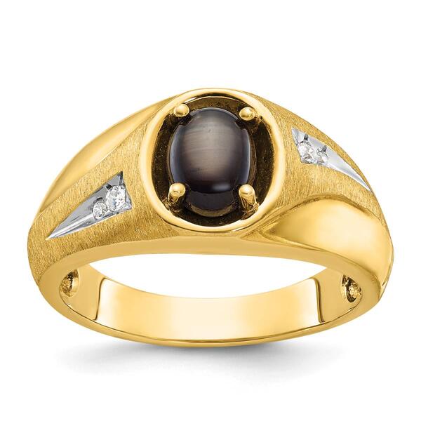 Mens Gentlemens Classics&#40;tm&#41; 14kt. Gold Black Star Sapphire Ring - image 