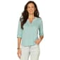 Womens Democracy Elbow Sleeve Split Neck Shirttail Hem Tee - image 1