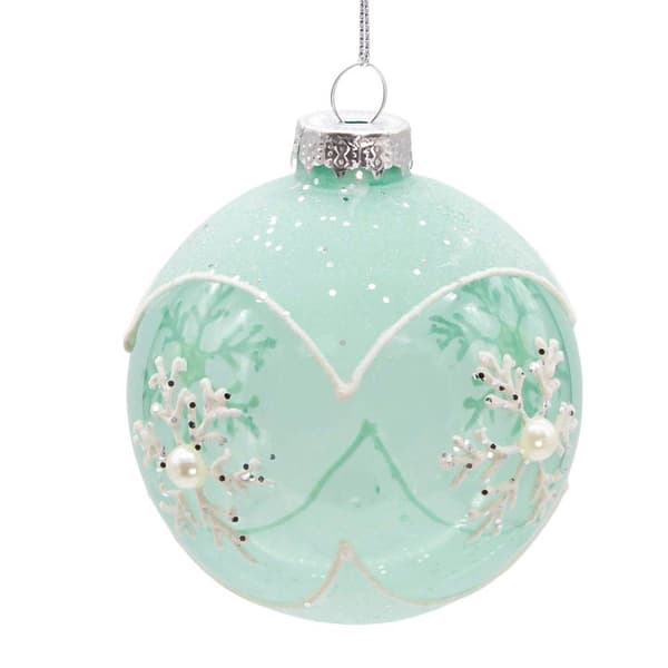 Kurt Adler Glass Teal Snowflake 6pc. Ball Ornament Set