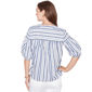 Womens Ruby Rd. French Riviera Elbow Puff Sleeve Stripe Blouse - image 2