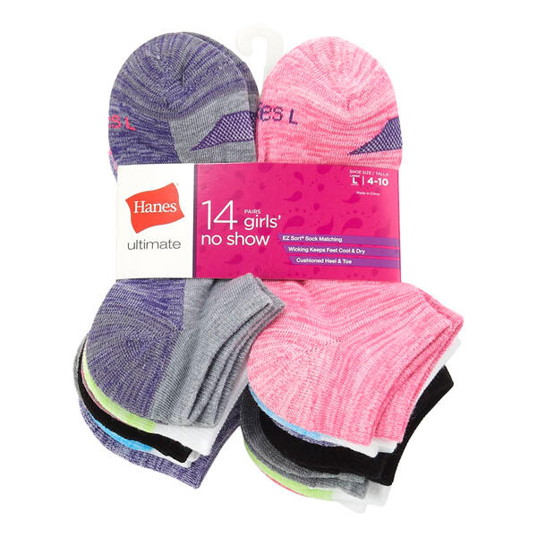 Girls Hanes&#40;R&#41; Ultimate&#40;R&#41; 14pk. No Show Cool Comfort Socks - image 